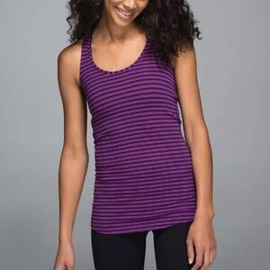 LULULEMON Cool Racerback Double Trouble Stripe Ultra Violet Black Grape Size 4
